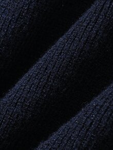 DAZY Spring/Autumn Navy Blue Long Sleeve Crew Neck Loose Fit Men's Sweater - Navy Blue - View 6