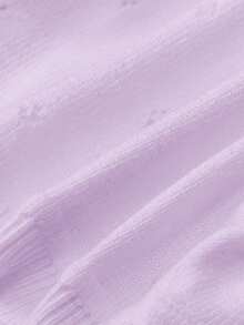 SHEIN 女嬰針織長袖輕量開襟毛衣，附裝飾飾邊 - 淡紫色 - 查看 6
