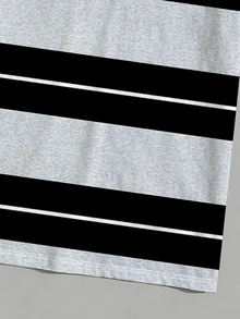 Sorvial Men's Casual Color Block Striped Short Sleeve T-Shirt - Grey - View 4
