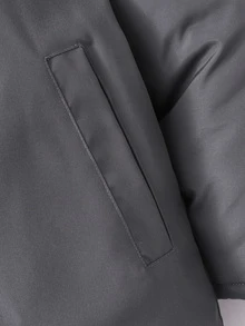 Teen Boys Quilted Ultrasonic Front Panel Patchwork Hooded Casual Padded Coat - Grey - View 6