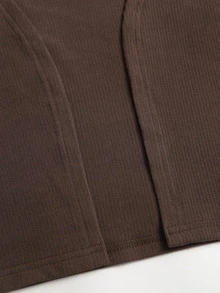 Sweetra Women's Solid Color Long Sleeve Open Front Top And Cami Dress Casual 2 Pieces Set - Coffee Brown - View 4
