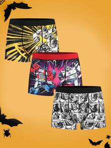 Notgurli Transformers X SHEIN Anime Youth Loose Fit Square Shorts 3-Piece Set - Multicolor - View 1