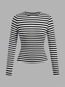 SHEIN EZwear 女款 3 件組圓領休閒修身長袖 T 恤，適合秋季 - 彩色 - 查看 3