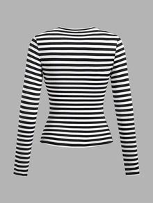 SHEIN EZwear 女款 3 件組圓領休閒修身長袖 T 恤，適合秋季 - 彩色 - 查看 4