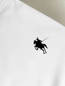 Manfinity Hypemode Men's Plus Size Knight Print Casual Daily Wear T-Shirt - Black and White - View 3
