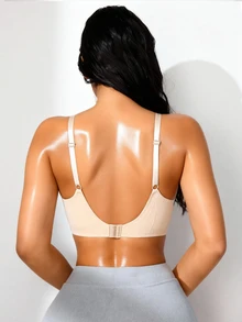 Eraneu 1pc Women's Solid Color Casual Comfortable Underwear - Apricot - View 2