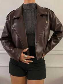 DAZY Autumn New Loose Casual Women's Trench Coat Style Jacket - Coffee Brown - View 2