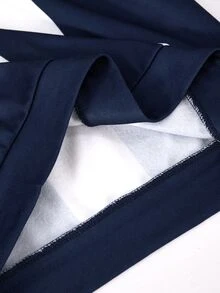 SHEIN 青少年女孩立領半拉鍊運動衫，海軍藍與白色拼接條紋，09號碼印花，寬鬆休閒運動長袖上衣，適合春秋季 - 彩色 - 查看 5
