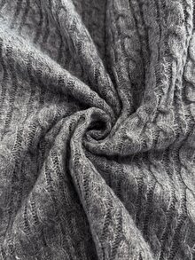 Elaquor Plus Size Women's Cable Knit Long Sleeve Single-Breasted Casual Cardigan - Dark Grey - View 3