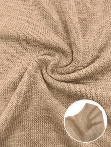 SHEIN Autumn/Winter Casual Versatile Solid Color Side Slit Lace-Up Sweater - Apricot - View 8