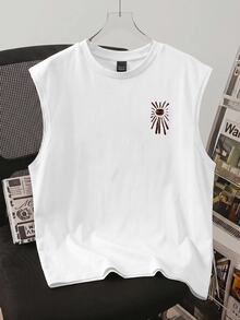 Daypath White Standard Size Men's Letter & Palm Tree Print Tank Top - White - View 4