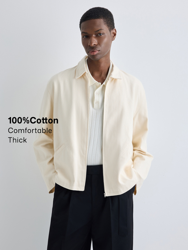 Merionis Men's Solid Color Long Sleeve Zip-Up Casual Jacket