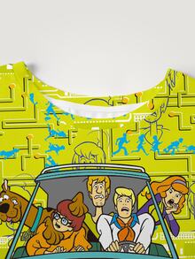 SCOOBY-DOO X SHEIN Plus Size Women's Cartoon Print Round Neck Short Sleeve Casual T-Shirt - White - View 5