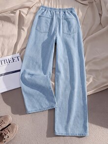 EMERY ROSE Plus Size Striped Heart Embroidered Denim Jeans - Multicolor - View 2