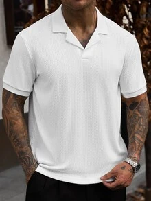 Manfinity CasualCool 男士夏季休閒純色短袖 Polo 衫 - 白色 - 查看 7