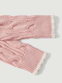 SHEIN MOD V-Neck Slim Fit Cable Knit Textured Cardigan - Pink - View 4