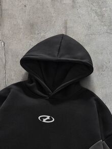 AXEPEAK 男士針織時尚日常年輕休閒寬鬆長袖連帽衫 - 黑色 - 查看 3