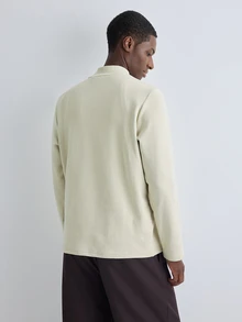 Merionis Men's Solid Color Stand Collar Long Sleeve Casual Versatile T-Shirt - Green - View 2