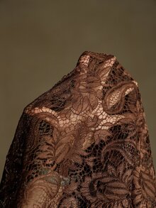 Arave Women's Dress Loose A-Line Lace Bow Tie Neck Lantern Sleeve See-Through Vintage Elegant Business Brown Floral Dresses For Women Thanksgiving - Brown - View 9