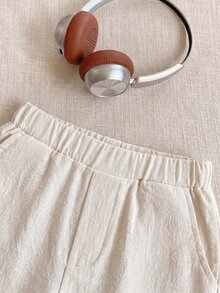兒童小男孩學院風刺繡Logo立領長袖襯衫/長褲套裝 - 彩色 - 查看 5
