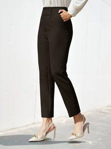 Aveloria Modichic Women's Solid Color Simple Daily Suit Pants  - Coffee Brown - View 5