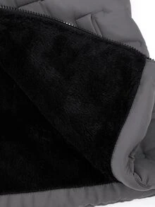Teen Boys Quilted Ultrasonic Front Panel Patchwork Hooded Casual Padded Coat - Dark Grey - View 4