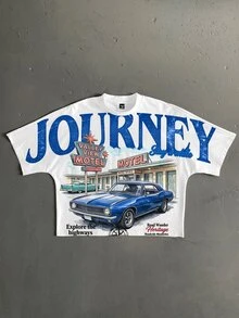 StoneGrade OEM 數位印花寬鬆版型短版蝙蝠袖 T-shirt (高品質) - 白色 - 查看 1
