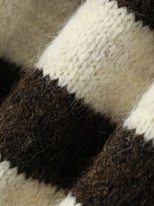 DAZY Women's Autumn/Winter Casual Color-Block Striped Cardigan - Brown - View 7