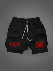 RISE LYT 男士蜘蛛印花T恤短褲運動套裝 - 黑色 - 查看 4