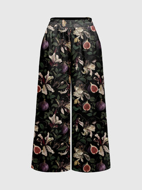 Grunge Punk Pantaloni a gamba larga con motivo floreale vintage punk scuro