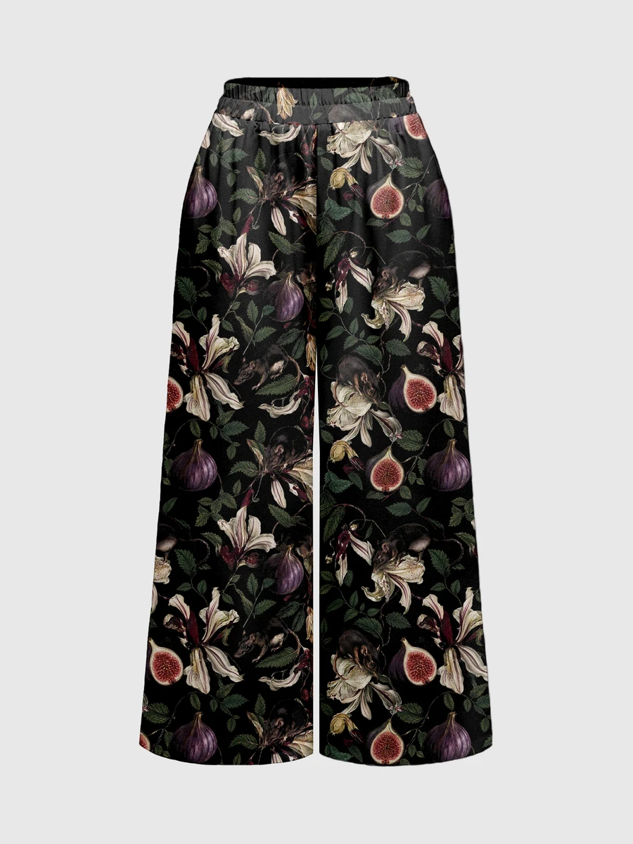 ROMWE Grunge Punk Dark Punk Vintage Floral Pattern Wide Leg Pants - White - View 1