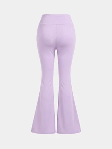 SHEIN Girlism 青少年女孩 2件套 立領拉鍊純色長袖上衣與長褲休閒運動時尚套裝 - 淡紫色 - 查看 9
