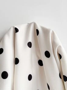 Comfortcana Plus Size Polka Dot Print Waist-Cinching Blazer Vest - White - View 6