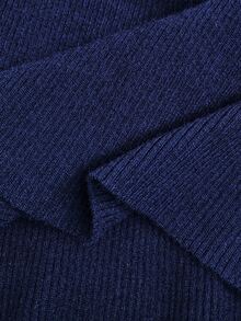 Feyla New Asymmetrical Elegant Asymmetrical Shoulder Waist-Cinching A-Line Knit Top And Bodycon Skirt Set - Navy Blue - View 7