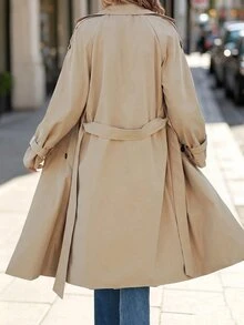 SHEIN Clasi 女款素色插肩袖長袖保暖內裡休閒風衣 - 彩色 - 查看 2