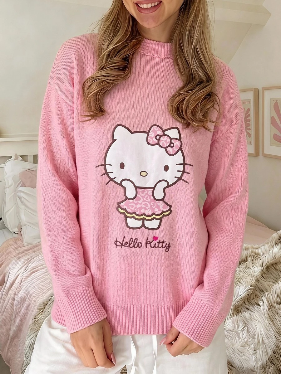 CovetEZ HELLO KITTY AND FRIENDS | SHEIN 女款針織毛衣聯名款,適合外出、街頭風、機場穿搭、時尚、返校季、Y2K、派對、海灘度假、假期 - 彩色 - 查看 1