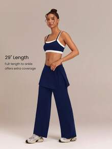 GLOWMODE Modest 1PC SoftCalm Modal Easy Shift Silky-Smooth Soft Breathable Adjustable Drawstring Ankle Side Pocket 2-In-1 Wide-Leg Jogger Casual - Dark Blue - View 5