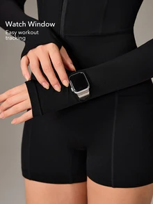 OutZeal One-Piece Women Outdoor Black Jumpsuit Gym Cycling Yoga Quick-Dry Bra-In Feature Watch Window Romper - Black - View 3
