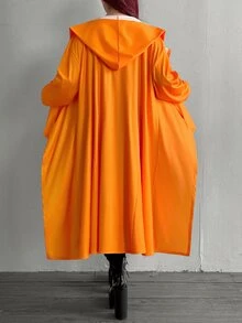 Whyspr Plus Size Halloween Pumpkin Graphic Print Jacket Fall - Orange - View 2