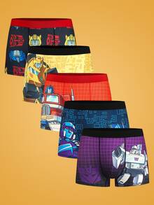 Notgurli Transformers X SHEIN Men's Multi-Element Print Pattern Underwear 5-Pack - Multicolor - View 1