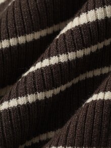 DAZY Tween Girls Striped Colorblock Frill Trim Basic Short Cardigan Sweater, Autumn/Winter - Brown - View 6