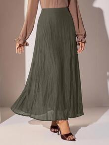 Veilorie Women's Elegant Commute Solid Color Skirt - Army Green - View 7