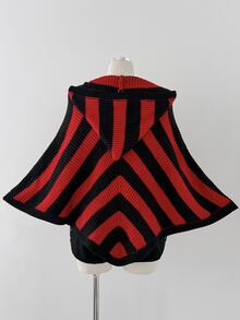 Sunspun Halloween Goth Anti Social Red And Black Cosplay Plus Size Women's Vintage Witch Hat Pullover Cape, Suitable For Festivals Daily Wear Autumn Evening - Multicolor - View 2