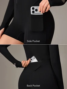 OutZeal One-Piece Women Outdoor Black Jumpsuit Gym Cycling Yoga Quick-Dry Bra-In Feature Watch Window Romper - Black - View 5