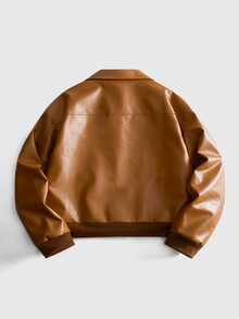 ROMWE MEN Street Life Men's Autumn Casual Vintage Commuter Jacket - Brown - View 2