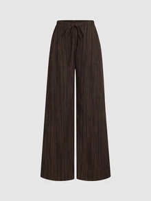 Sweetra Women's Elegant High-End Comfortable Drape & Casual Versatile Commute Relaxed Feel & Drawstring Two-Tone 2 Pieces Set Long Pants - Multicolor - View 6