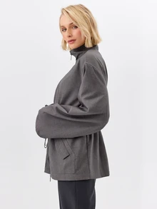 KÆRIA Hus Áo khoác tiện dụng dây rút eo - Vải dệt Compact - Màu xám than - Thanh lịch, thường ngày, sang trọng, đồ bảo hộ lao động - Xám - Xem 3