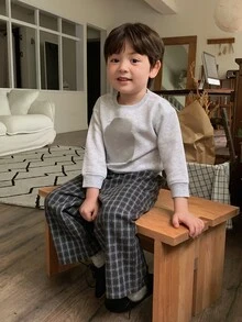 DAZY Baby Boys Plaid Loose Casual Korean Style Bottoms Fall - Grey - View 4