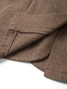 GlowEve CURVE Plus Size Women's Best-Selling Elegant Contrast Color Lapel Herringbone Blazer, Slimming Minimalist Fit With Metal Button Design, Suitable For Daily Versatile Commuting, Dating, Gathering, Slimming Single Wear Or Layering Outerwear - Multicolor - View 9