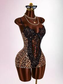 Amplova Women's Sexy Mini Lace Jumpsuit - Brown - View 7